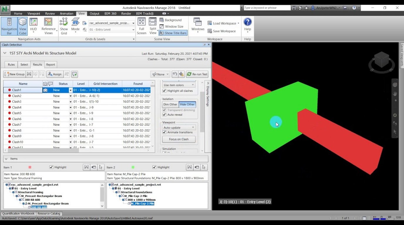 Shopping Mall — Autodesk Navisworks Smoke Exhaust vs Diagrid Clash Detective