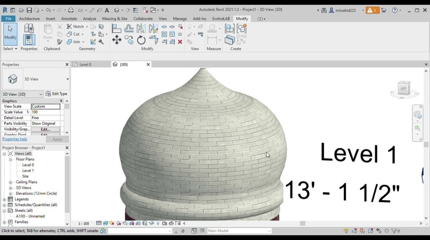 Thukher Mosque — Autodesk Revit 2D Geometric Dome Shop Drawing Sheet